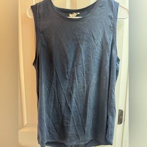 Silk Sleeveless Tank Top - Navy Blue